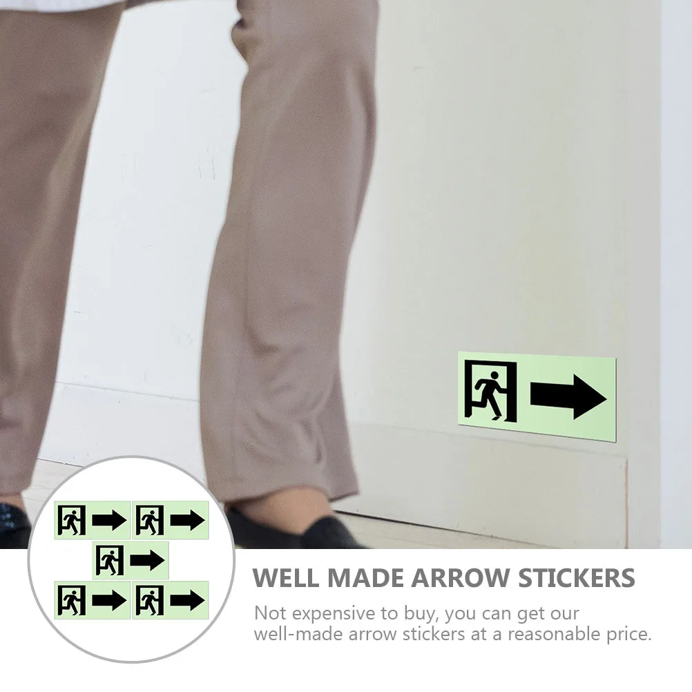 

5pcs Glow In The Dark Direction Indicator Stickers Waterproof Arrow Floor Wall Ground Guide Removable Self-Adhesive Safety Exit