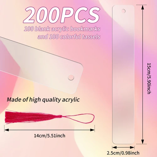 Imagen 2 del producto Marcapáginas acrílico transparente, resistente a la corrosión, multifuncional, 200 piezas