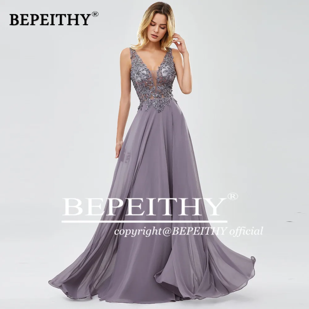 BEPEITHY-vestido de gasa con encaje para mujer, traje elegante sin mangas con escote en V, Estilo Vintage, para fiesta, boda y noche, 2023