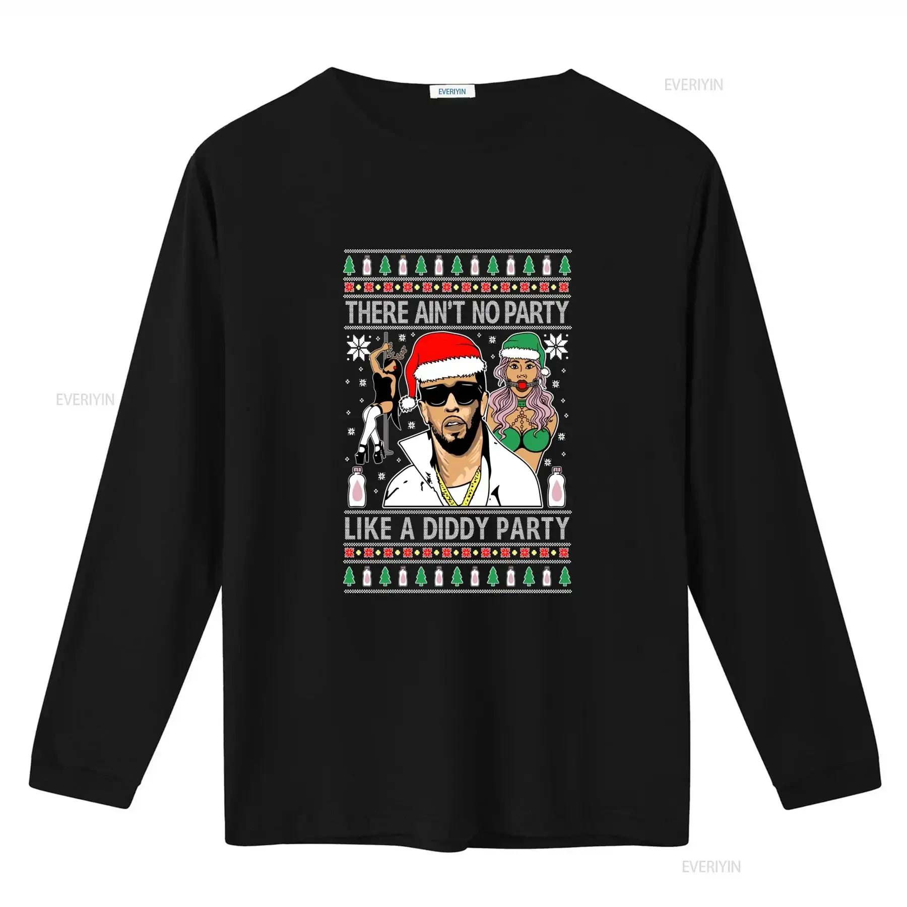Men's T Shirt There Ain't No Party Like a Diddy Ugly Christmas Sweater Design vintage Washed Stylish Casual Breathable