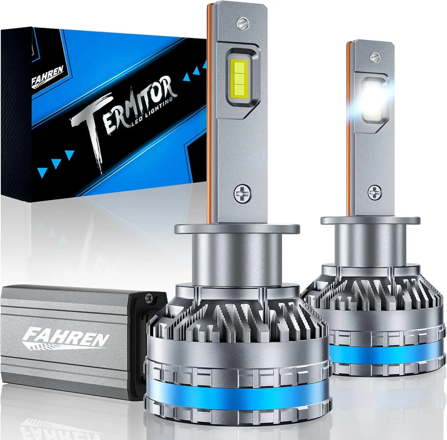 

FAHREN LED H1 Противотуманные лампы, модернизированные лампы для фар H8/H9, 120 Вт, 50000 лм, холодный белый, 6500 К, водонепроницаемость IP68, упаковка из 2 шт.