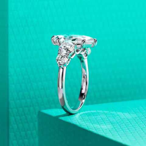 AnuJewel 3ct Marquise Cut D Color Moissanite Diamond Engagement Ring 925 Sterling Silver With Cer Women's Jewelry Wholesale