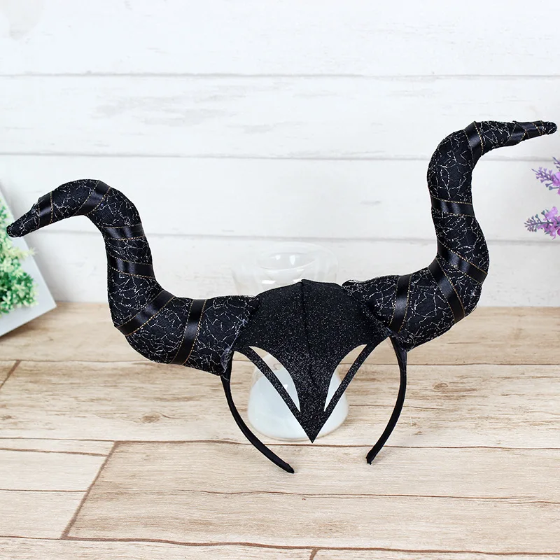 Halloween Devil Bull Horn Head Buckle Hair Hoop Ghost Festival Decorative Headwear Cosplay Ball Party Props Bull Horn Headwear