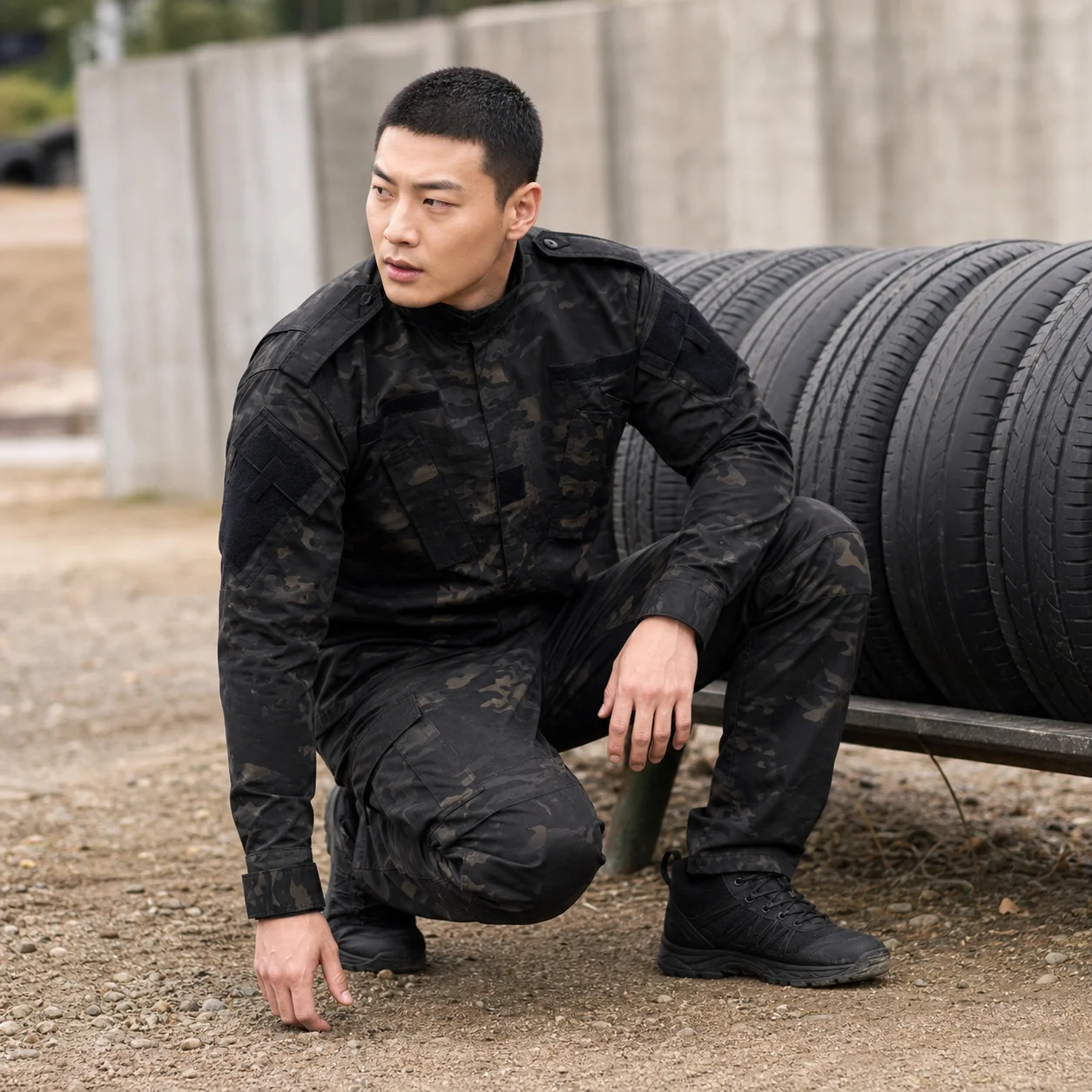 Men Green Camouflage Uniform Tactical Combat Black Shirts&Pants Airsoft Paintball Work Clothing Suit Camouflage Training Sets