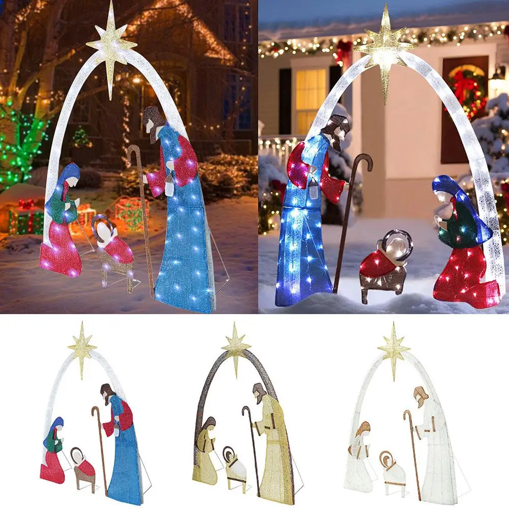 Christmas 2024 Christmas Nativity Scene Cards Easter Decorations Courtyard Lawn Outdoor Cards T8i8