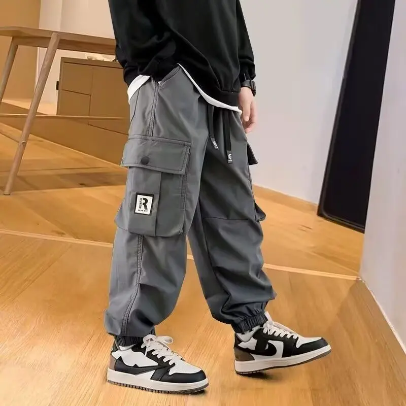 2023 Summer Kids Clothes Boys Fashion Korean Version Trousers Cargo Pants Boys Casual Kids Sport Pants Teenage Children Clothes