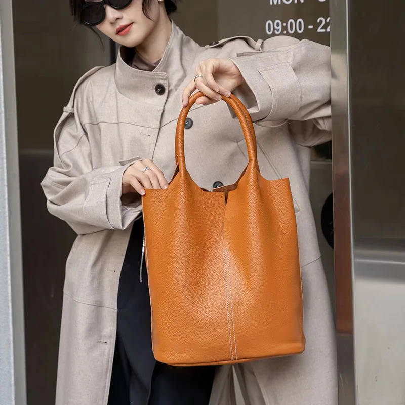 Imagem -03 - Bolsa de Couro Macio Estilo Coreano para Mulheres Bolsa Casual de Couro de Camada Superior Bolsa de Ombro Simples Feminina Bolsa Axila Portátil