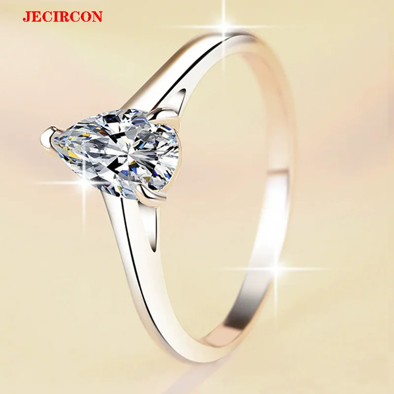 

JECIRCON Stunning Pear Shaped Moissanite Ring for Women, S925 Sterling Silver, Available in 1/2/3/5 Carat - Sparkle Your World!