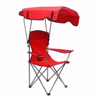 Camping Chair Folding Fishing Beach Camping Chair With Canopy Sunshade Carry Bag