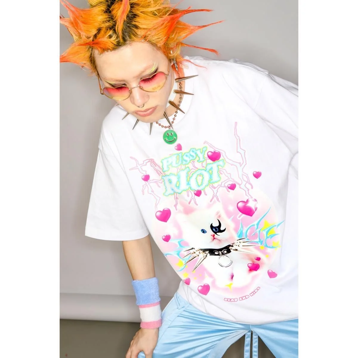 Millenny2kポップパンクミルクキャットTシャツ男性と女性のための、特大のトップス、ゆったりとした半袖、文化、女の子