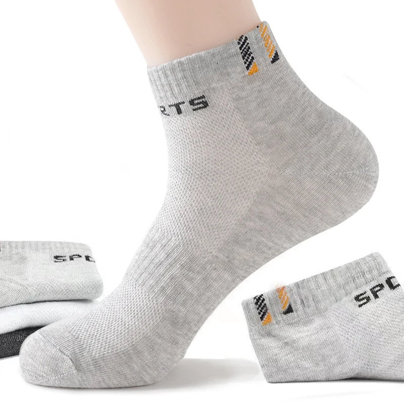 5 Pairs=10 Pcs Men High Quality Cotton Socks Breathable Non-slip Summer Ankle Socks Men Mesh Boat Socks Men Sports Short Socks