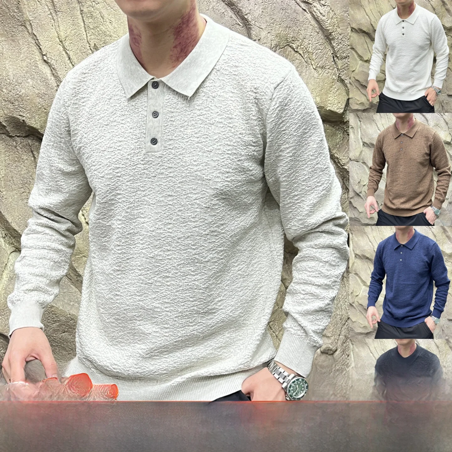 

Мягкий однотонный мужской вязаный свитер, повседневный, из смеси хлопка из полиэстера, длинный свеч, дышащий, удобный, нелоновый дизайн