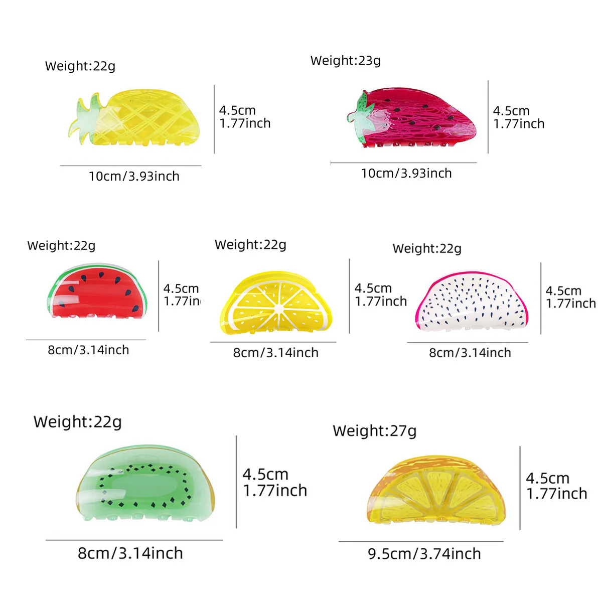 Creative Fruit Lemon Clip Acrylic Hair Accessories Hair Clip Back of The Head Hair Clip Korean Style Shark Clip