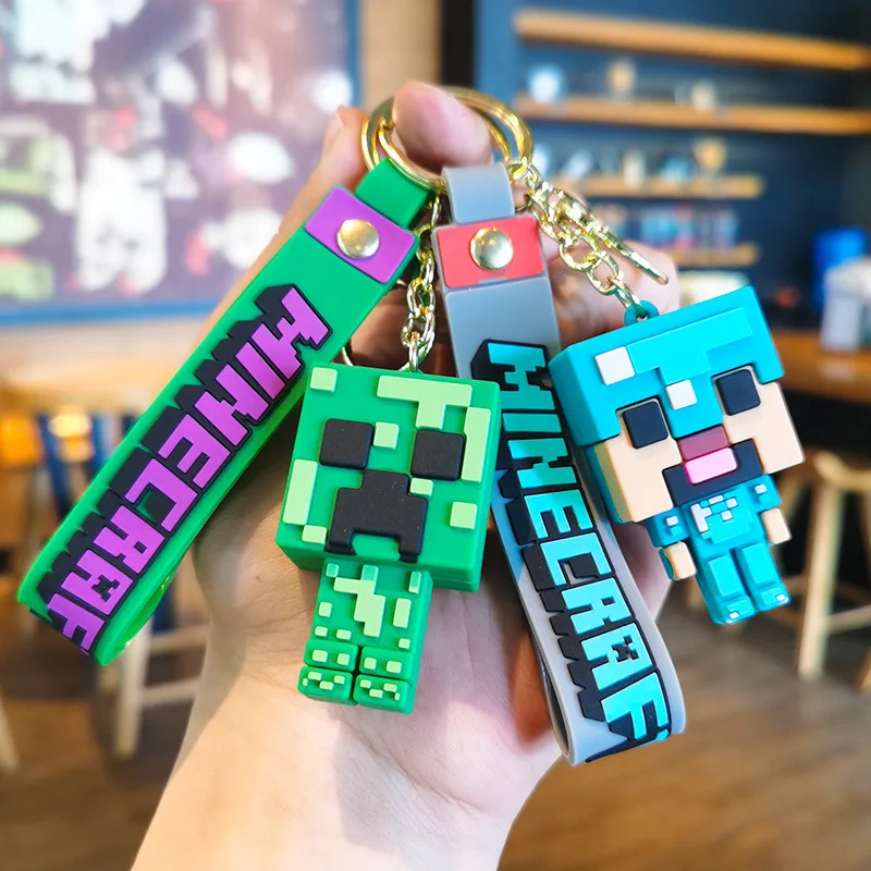 New Creativity My World 3D Sandbox Game Keychain Minecraft Couple Keychain Bag Pendant Cos Action Figure