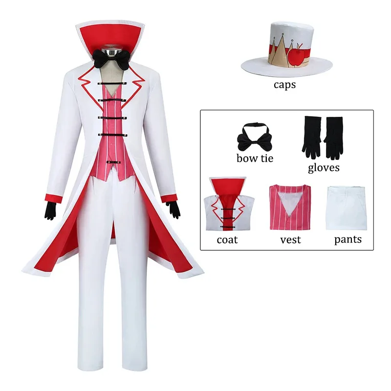 Lucifer Morningstar-Disfraz de Cosplay para hombre, sombrero con cuello levantado, pantalones, chaleco, conjunto de cómic Con, trajes de juego de rol para fiesta de Halloween