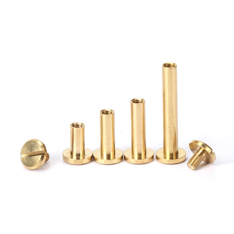 10pcs Solid Brass Binding Chicago Screws Nail Stud Rivets For Photo Album Leather Craft Studs Belt Wallet Fasteners 8mm Flat Cap