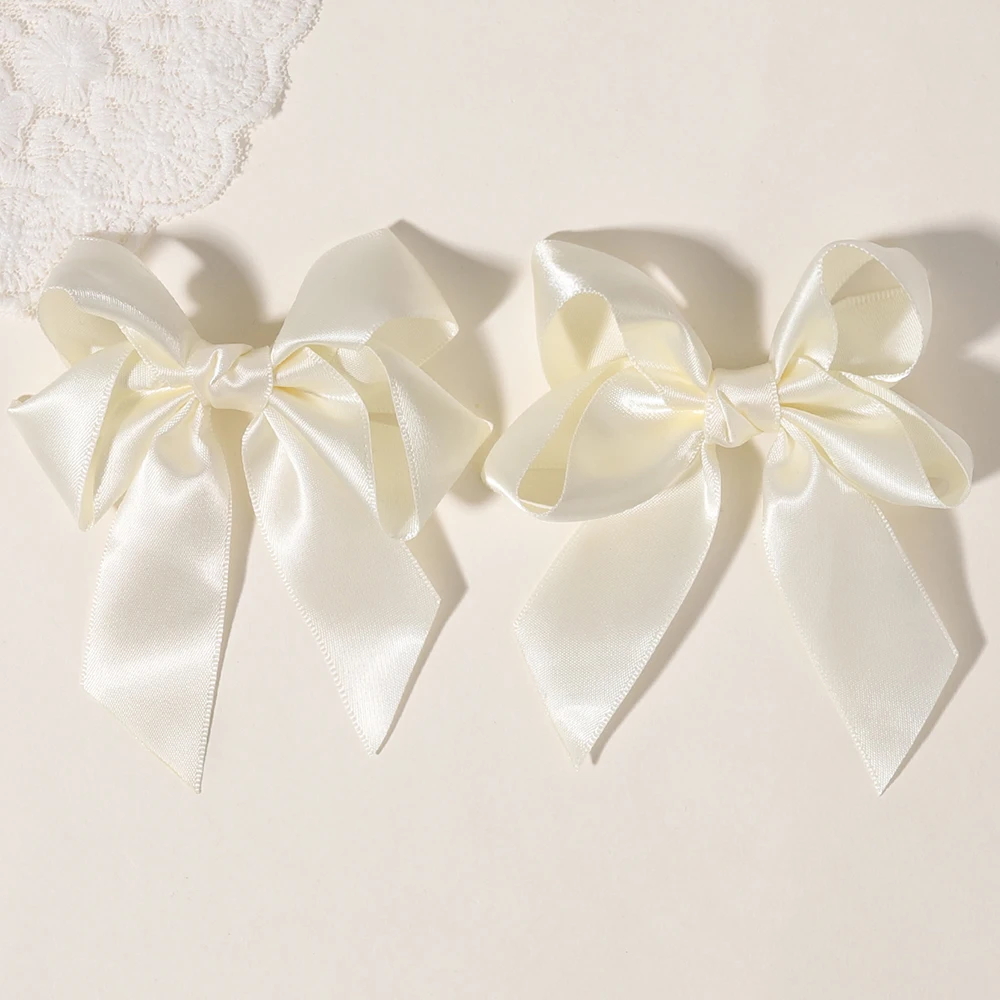 2 Stück/Set Kinder-Haarspangen Einfarbige Schleifenclips für Mädchen Zarte Bandschleifen Haarnadeln Kinder-Haaraccessoires – Detail 16