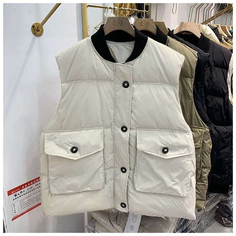 

Ladies Down Cotton Vest Jacket 2026 Sense of Design Stand-up Collar Women's Waistcoat Coat Sleeveless Warm Female Outerwear