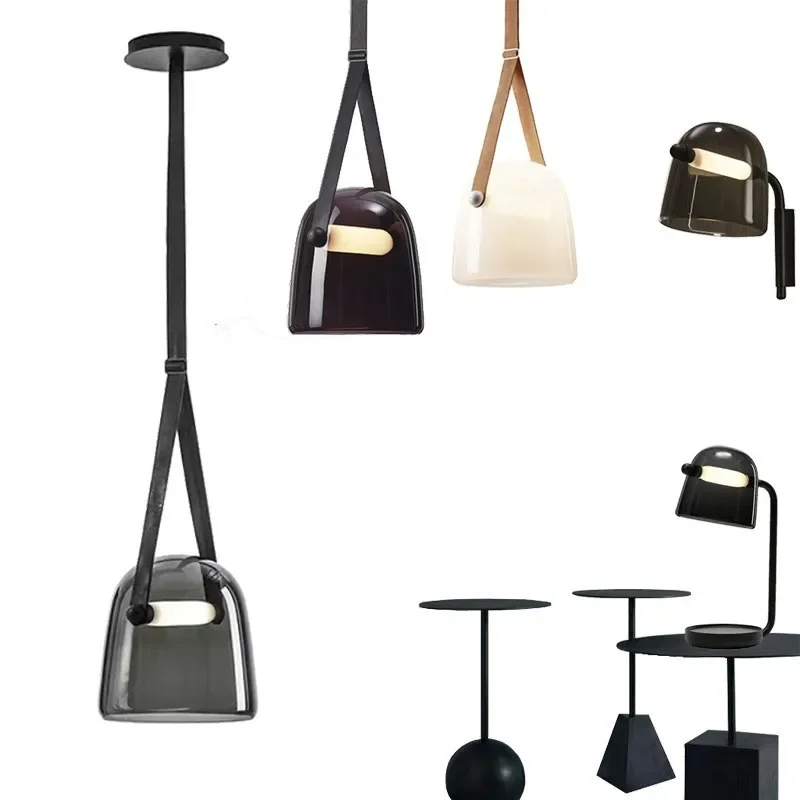 الشمال ما بعد الحداثة الإبداعية الفن الجلود الزجاج الثريا السرير غرفة نوم مصمم نموذج غرفة بار الثريا الصغيرة