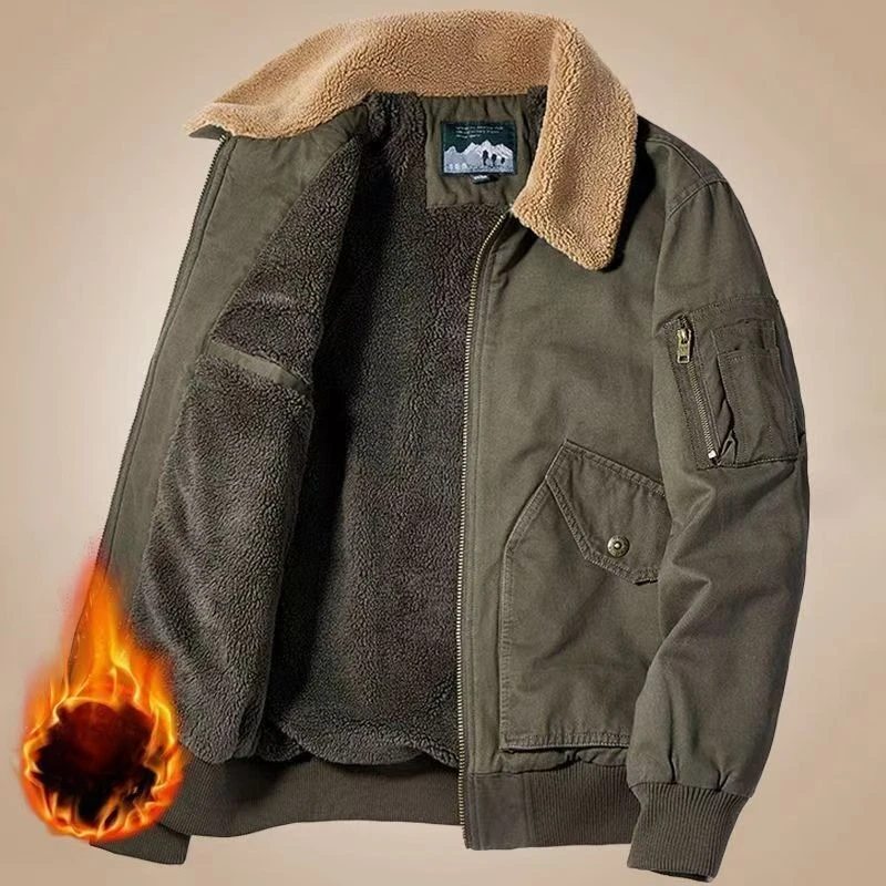 

Флисовая куртка в стиле милитари, мужское теплое пальто с толстым флисом ягненка, осень-зима, свободные универсальные повседневные хлопковые куртки высокого качества для мужчин
