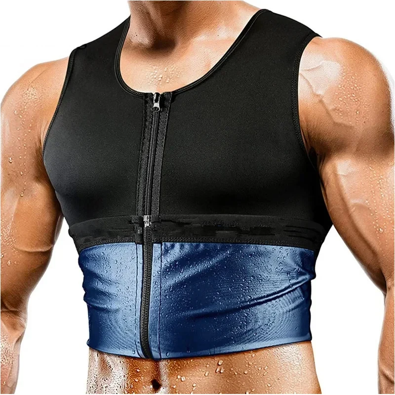 MrifDila Hot Sweating Vest Zipper Vest Sauna Suit Men Sweatsuit Thermal Sweating Tank Tops Men Gym Corsets Body Building Tanks