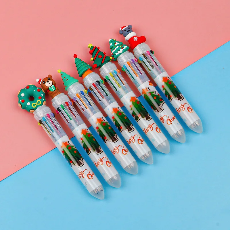 Imagem -04 - Kawaii Caneta Esferográfica Retrátil Bonito Papai Noel Presente de Natal Caneta Rollerball Escola e Escritório Papelaria 10 Cores 20 Pcs por Lote