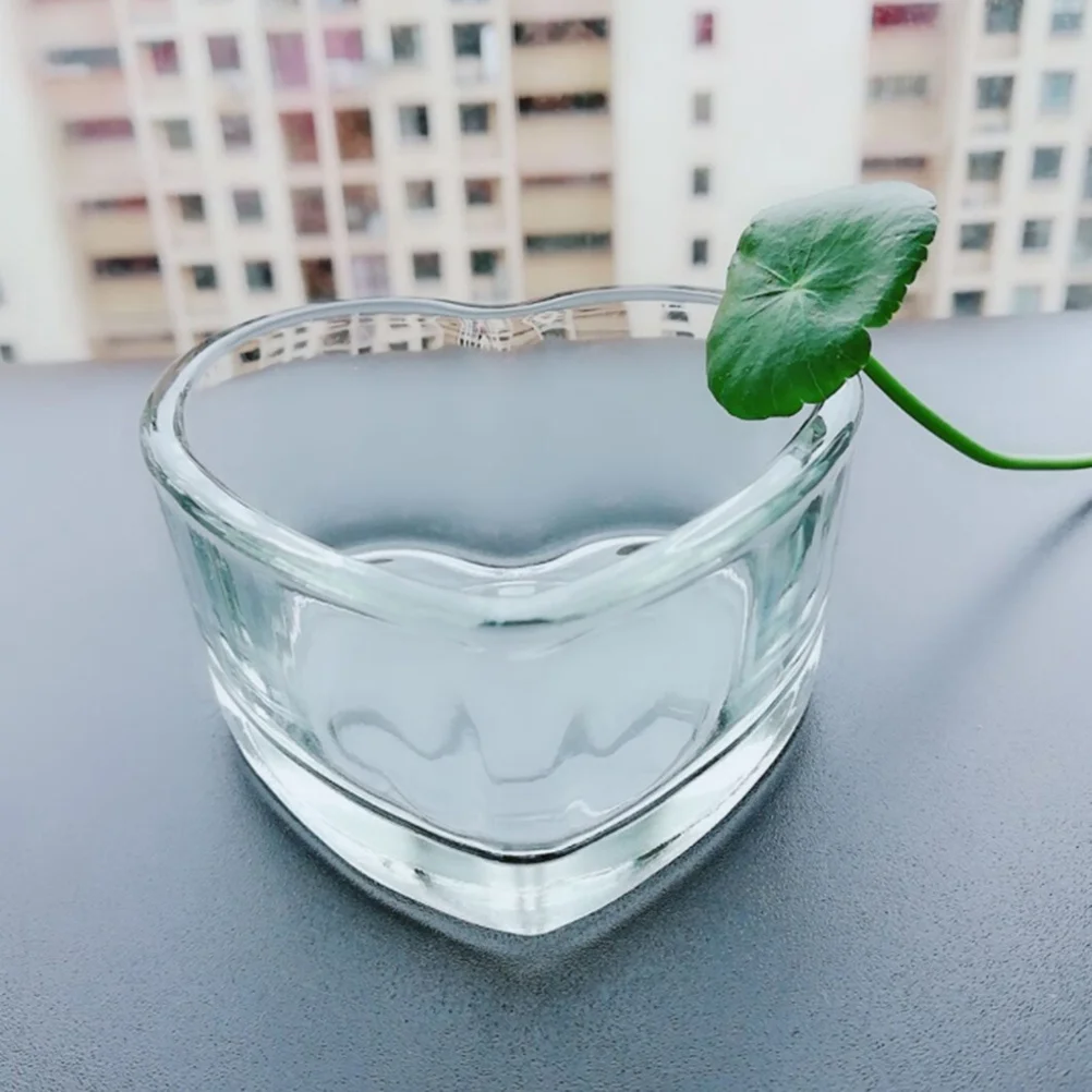 

2Pcs Glass Heart Shape Cup Candlestick Creative Holder for Wedding Home Decoration Glass Holder