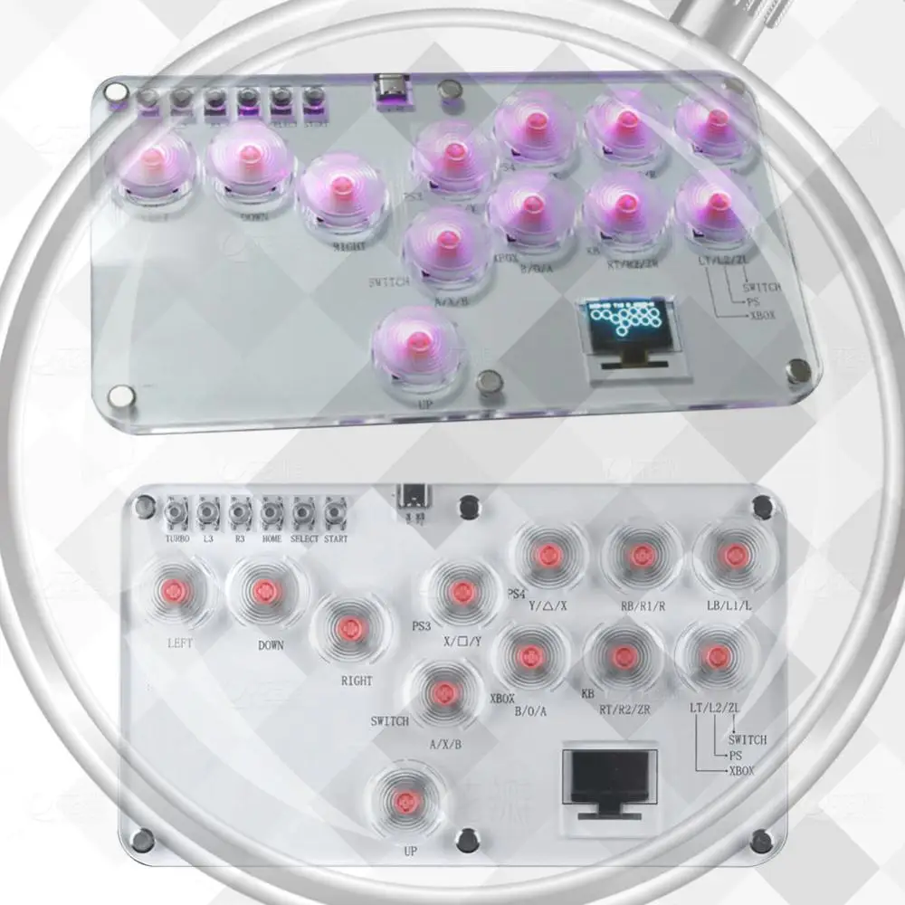 

Аркадный джойстик с 12 кнопками, универсальный аркадный стик для файтингов, RGB-подсветка, без рукоятки, кнопки-накладки для PS4/PS3/Switch/PC