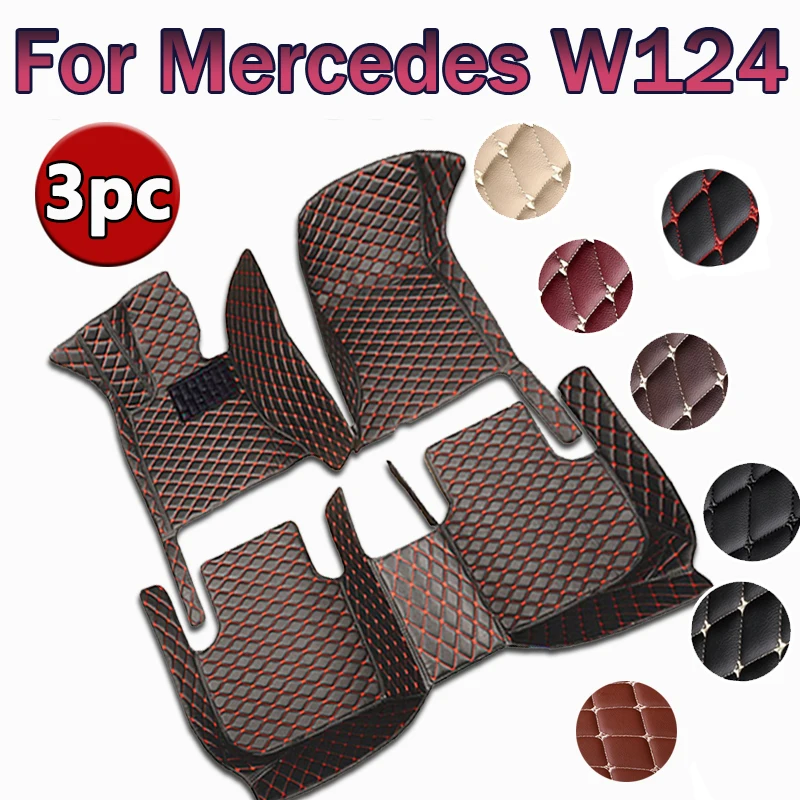 Custom Automotive Car Floor Mats For Mercedes W124 1985 1986 1987 1988 1989 Auto Luxury Leather Men Women Car Mats Full Coverage