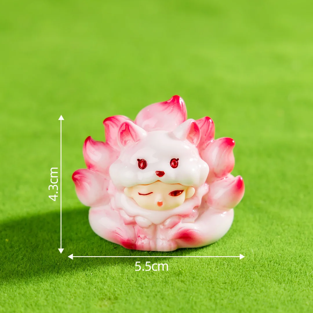 5 قطعة الصين-شيك الوحش الميمون تسعة الذيل الثعلب الراتنج الاكسسوارات الحرفية سطح المكتب الديكور المناظر الطبيعية الخلابة بقعة تذكارية