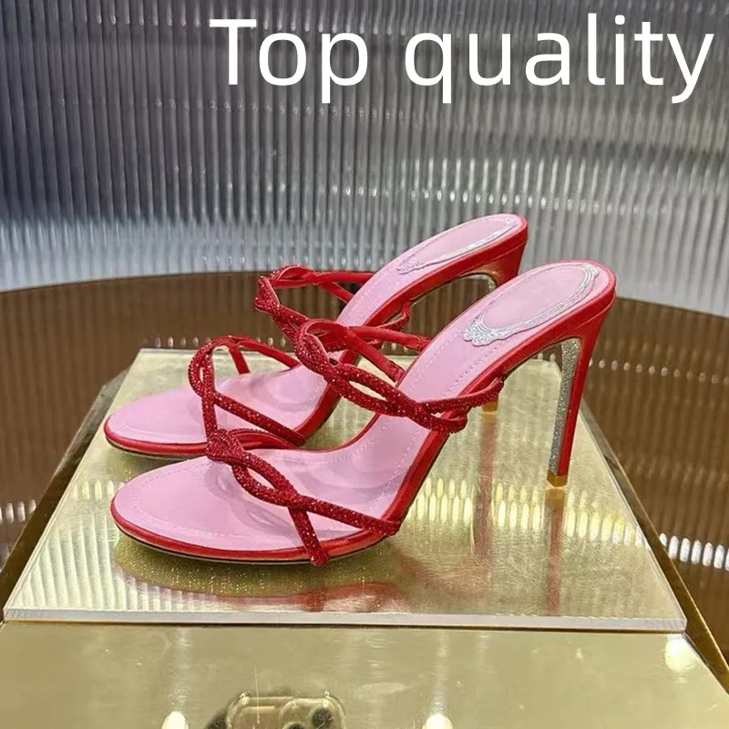 صنادل مصارع صيفية جديدة بكعب عالٍ مع زخرفة ماسية لامعة صنادل كاجوال نسائية مفتوحة من الأمام موضة خارجية مع h