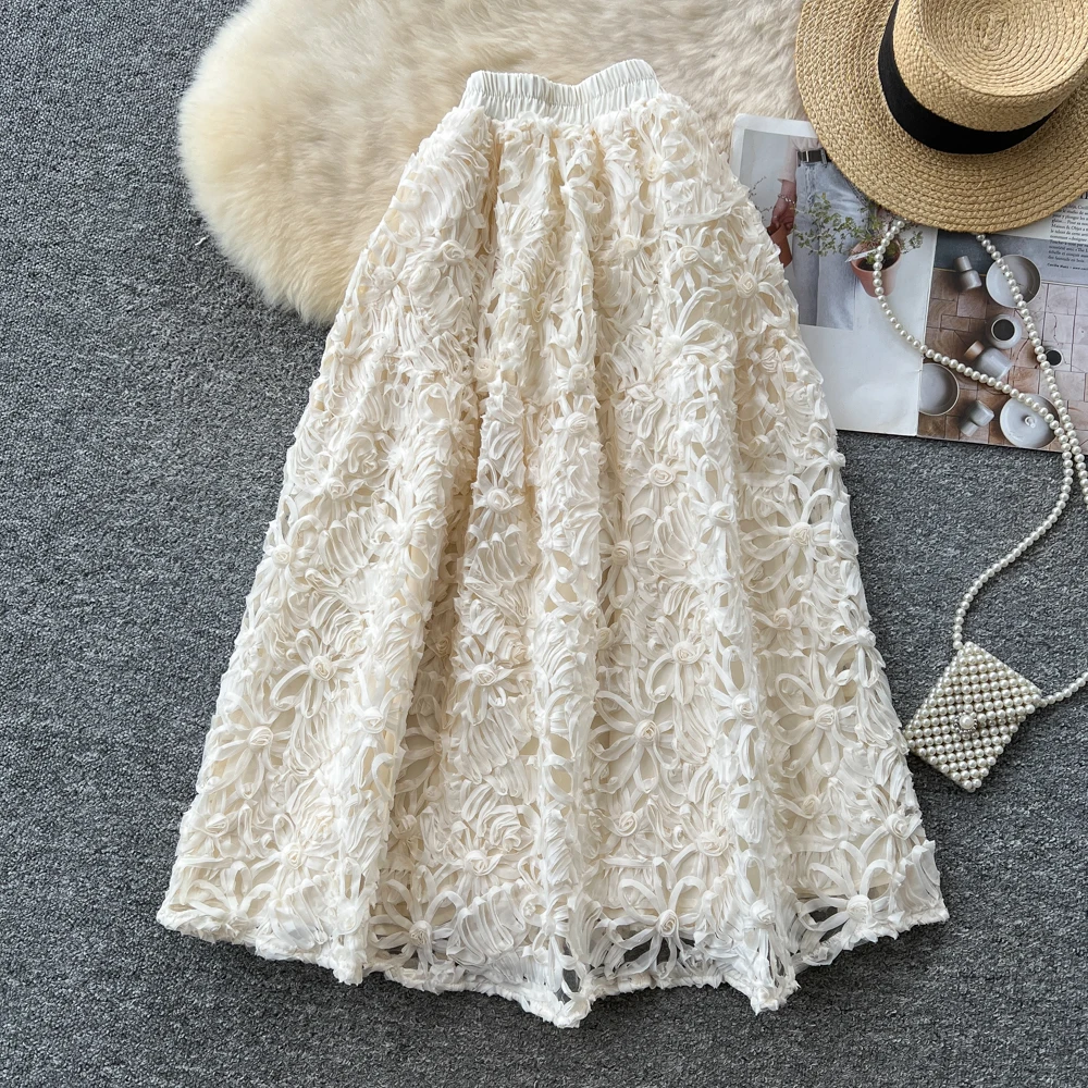 Chic vintage maglia floreale A-line gonna dritta a vita alta coreano streetwear ufficio signora abbigliamento donna