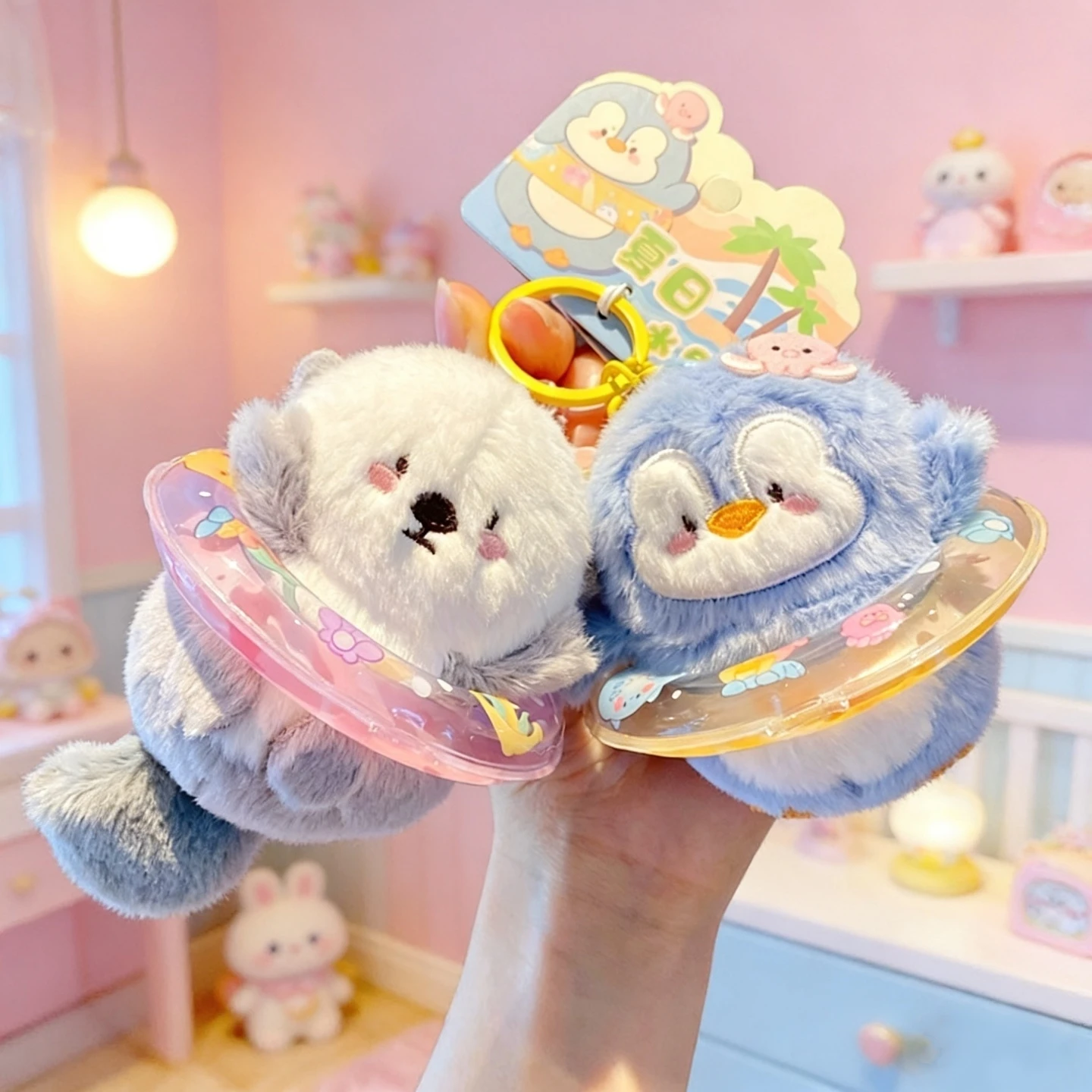 

Snuggly Ocean Friends Keychain - Fluffy Seal & Penguin Plush for Bags, Daily Joy & Gifting Adorable Beach Day Plush Keychain