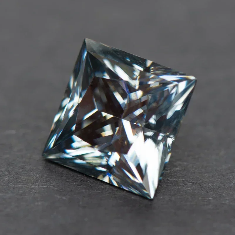 

NEW Moissanite Princess Cut Gray VVS1Charm Gem Jewel Making DIY Ring Necklace Earrings Materials With Certified