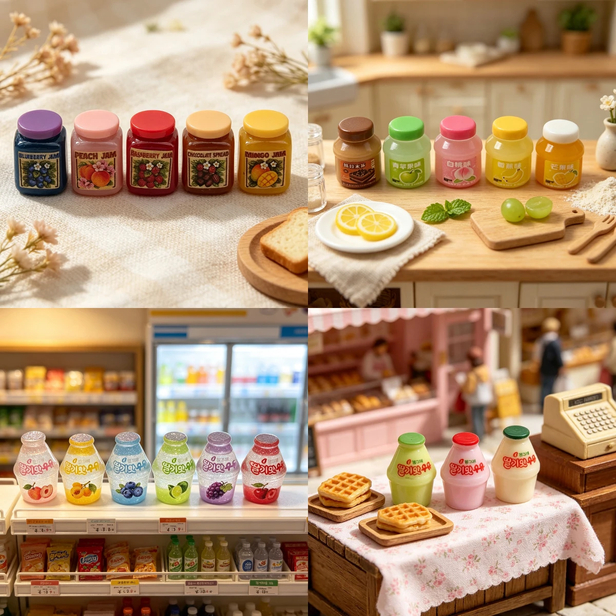 100pcs Kawaii Simulation Fruit Jam Bottle Juice Bottle Resin Dollhouse Decoration Miniature Craft DIY Accessories for Keychain