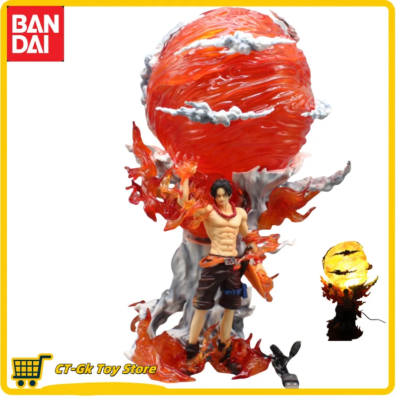 40cm One Piece Anime Statue Model Gk Portgaz D Ace Luminous The Decisive Battle Against Emperor Yan Collection Ornament Gifts