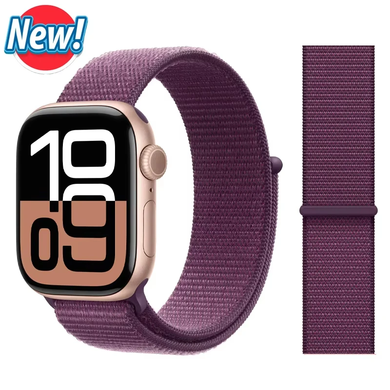 Nylon-Schlaufenarmband für Apple Watch 44mm 40mm 45mm 42mm 46mm 49mm Armband Correa iWatch Series 12 11 10 SE 9 8 7 Ultra 4 3 2