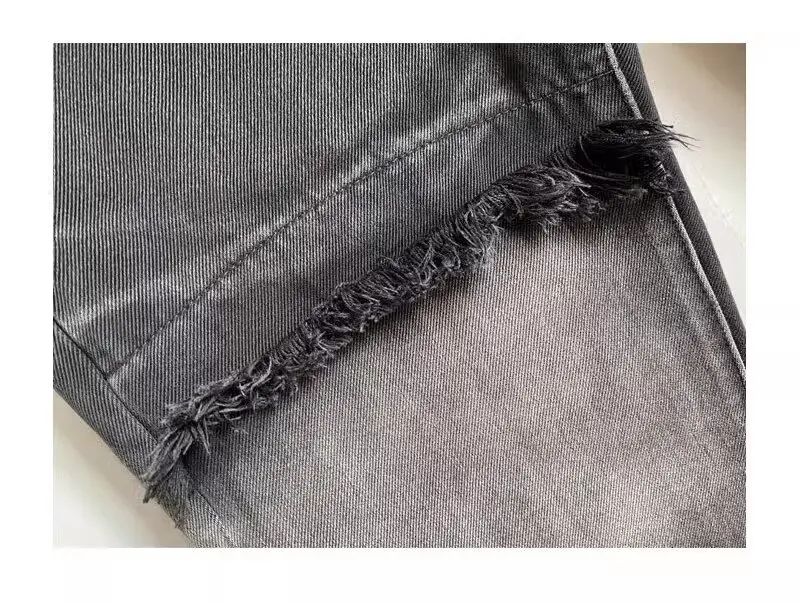 Trashy Y2K 2000S Streetwear Patchwork Slim Gestapelt Jeans Hosen Männer Für 90S Vintage Kleidung Schwarz Grau Harem Luxus lange Hosen – Detail 13
