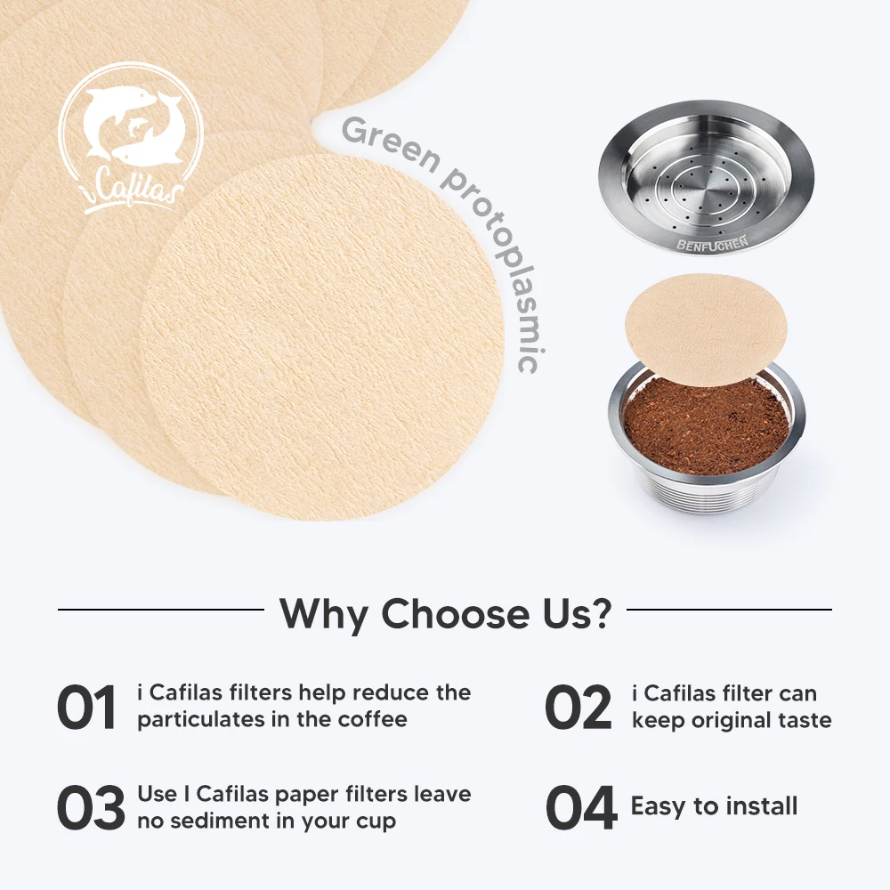 Disposable Paper Filter for Tassimo & Nespresso Coffee Reusable Capsules Prevents Clogging Keeps Capsules Clean RECAFIMIL