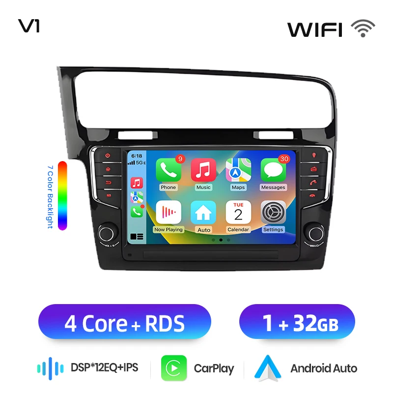 Junsun 9 inch Android autoradio voor VW Volkswagen Golf 7 2013-2017 draadloos voor Apple CarPlay Auto IPS touchscreen stereo multimediaspeler automotive smart intelligent systeem 2 Din autoradio head