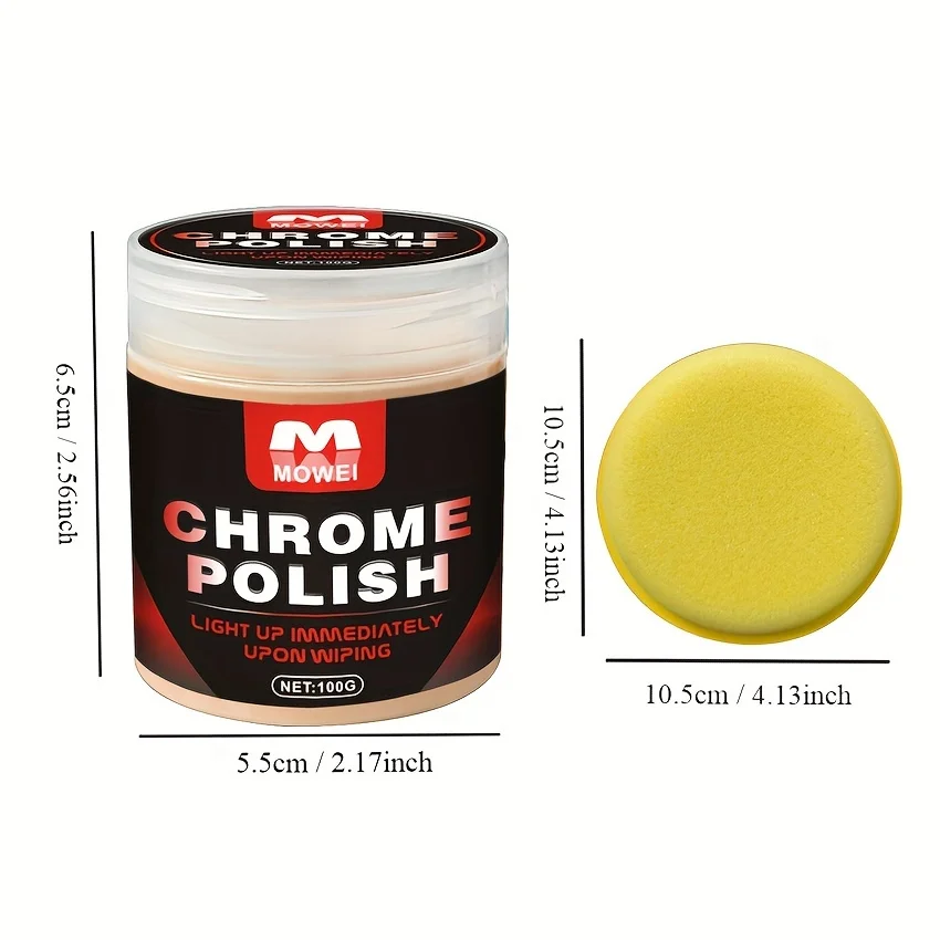 Chrome Strip Restorer 100g Chrome Trim Refurbishment Care with Sponge Chrome Oxidation Repair Agent for Car Maintenance Cleaning images - 6