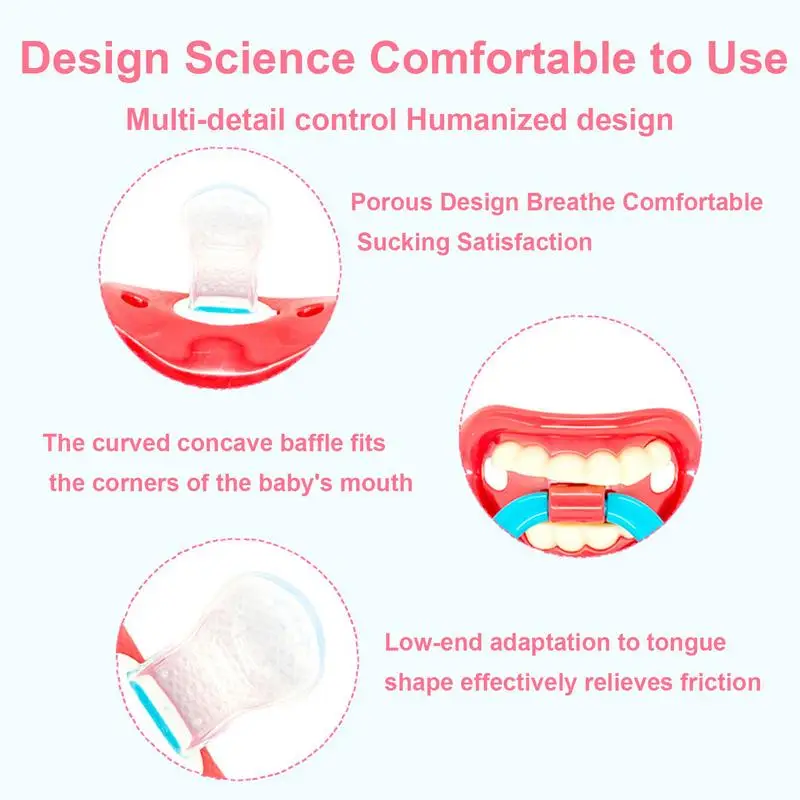 Silicone Funny Pacifiers Soother Infant Kiss Pacifier Toy Funny Teeth Pacifier For Toddler Lip Pacifier Cute Pacifier Soother