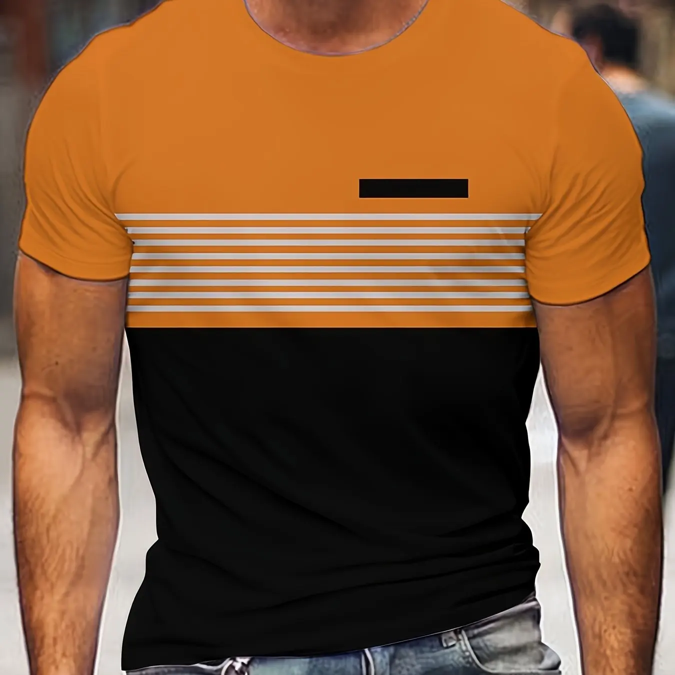 T-shirt męski moda letnia 3D nadruk w paski prostota z krótkim rękawem styl uliczny Oversize męskie t-shirty odzież topy unisex