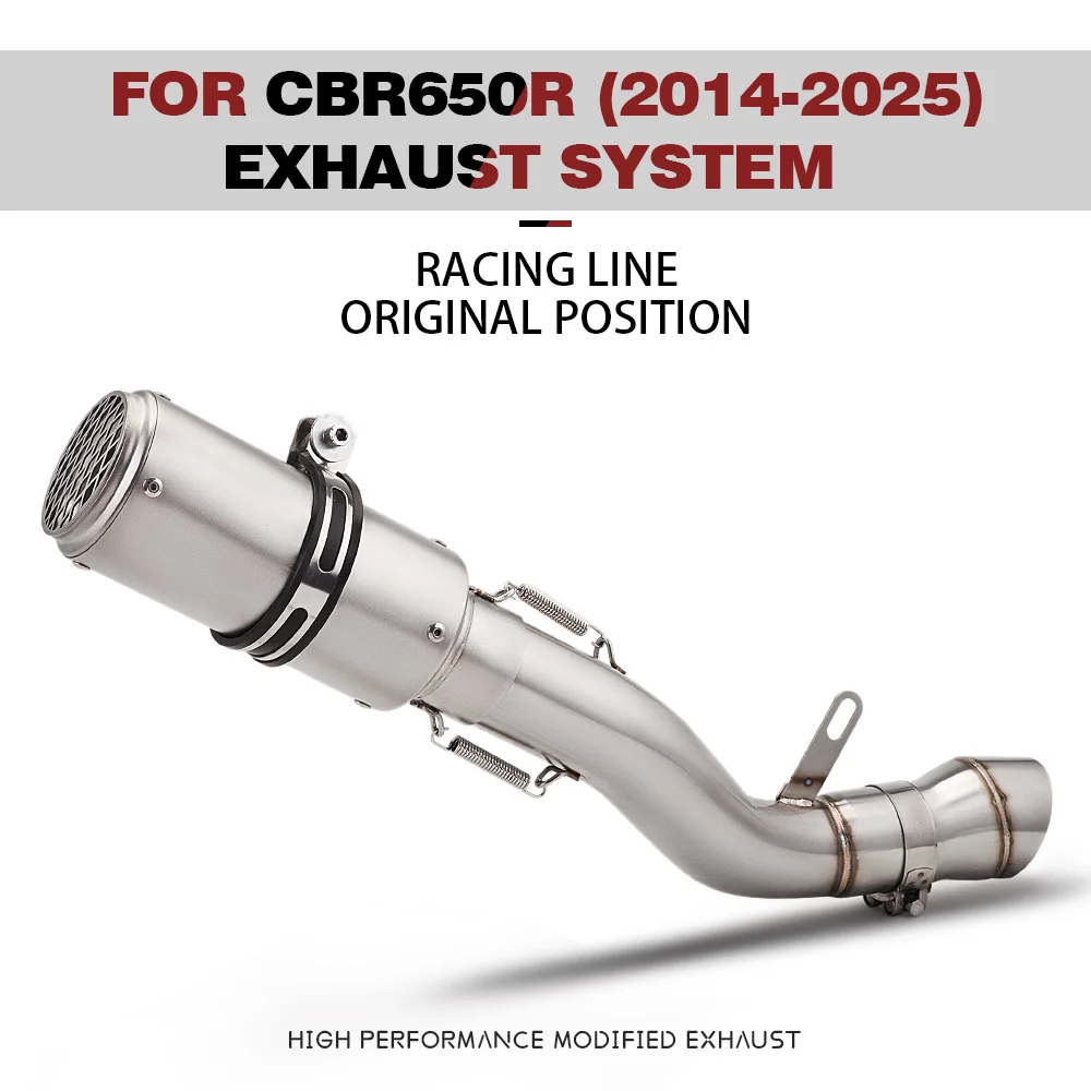 

Slip On for CBR650R CB650F CBR650F 2014-2025 Motorcycle Exhaust Escape Systems Connect 60mm Mid Link Pipe
