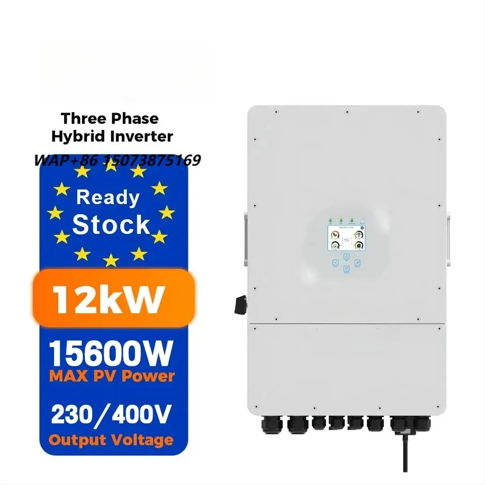10Kw 12Kw Hybrid Solar System Inverter 3 Phase 2 AC Output 400V Lithium Battery IP65 Protection Home Use