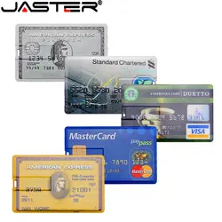 JASTER USB Flash Drive 64GB Pen drive 32GB USB stick 16GB 8GB Memory Card 4GB Waterproof credit card Creative Business gift