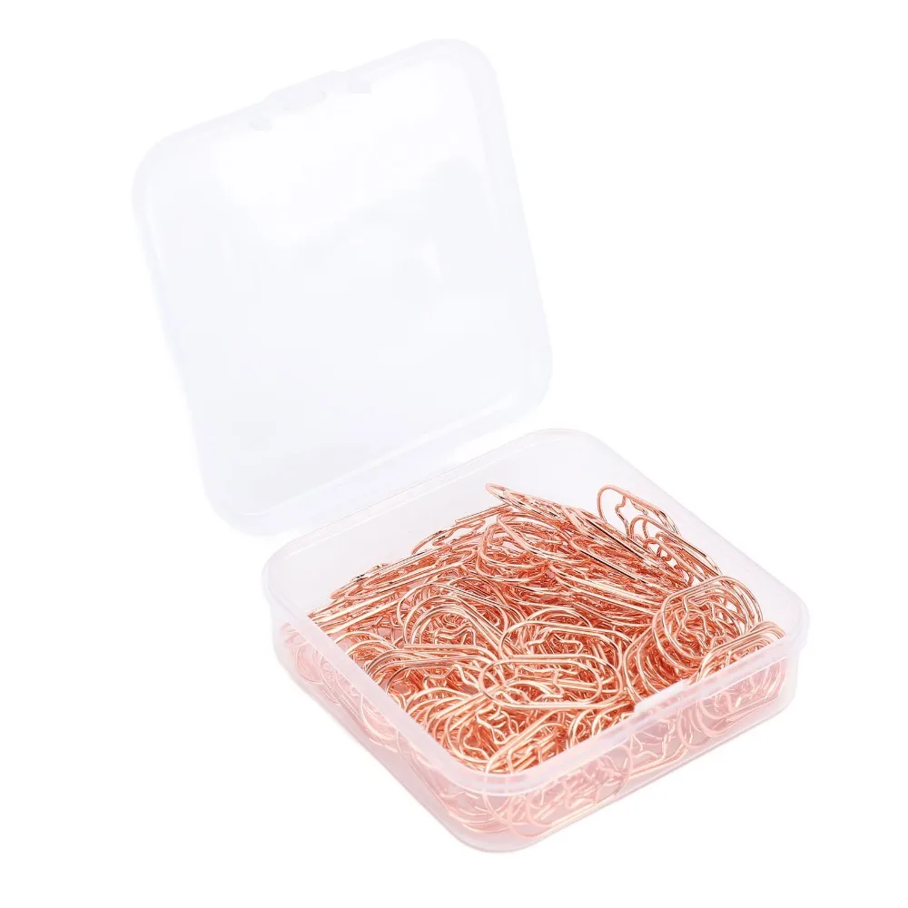 100 Pcs Silver /Rose Gold Star Shaped Paper Clips Star Shaped 22*12mm Star Shaped Paperclips Anti Slip Electroplating Metal