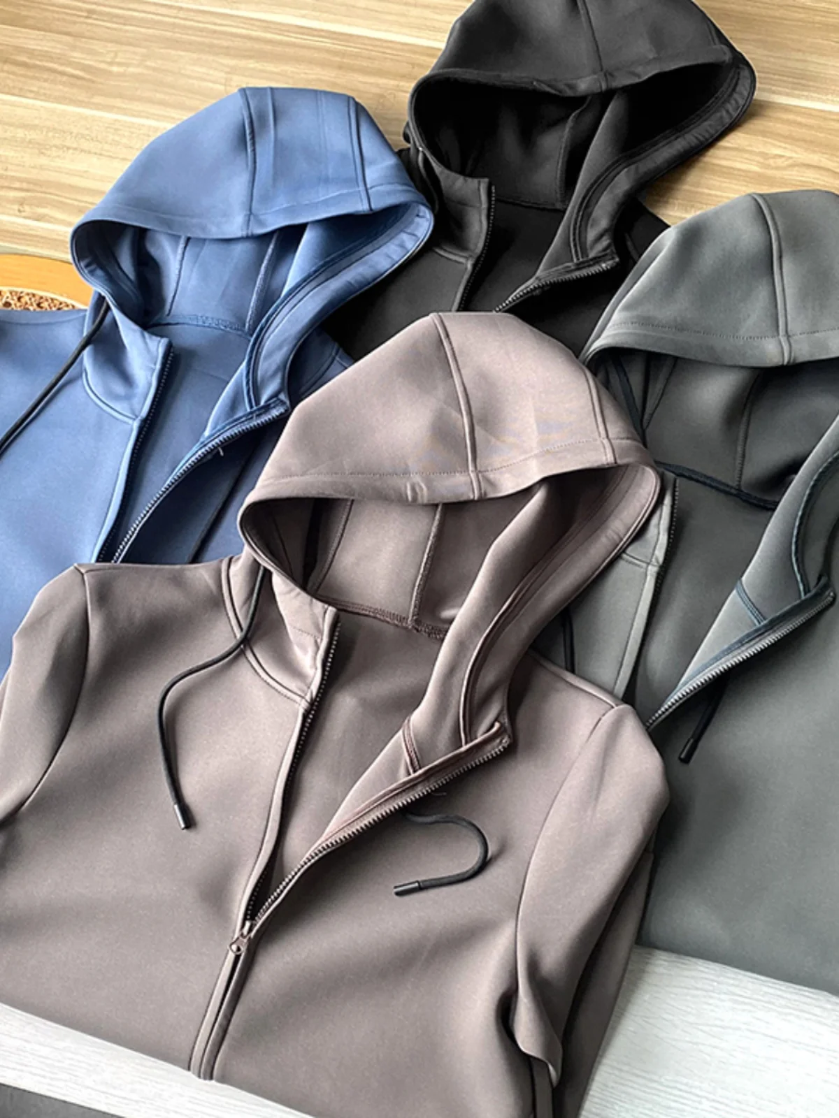 

Premium Air Layer Fabric Hooded Jaet Men's Versatile Spring New Sle Thiened Long Sve Casual Outerwear Coat