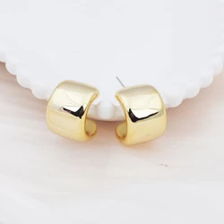 New C-shaped Women's Stud Earrings Smooth Metal Mini Geometric Statement Female Small Earrings boucle d’oreille femmes 2024