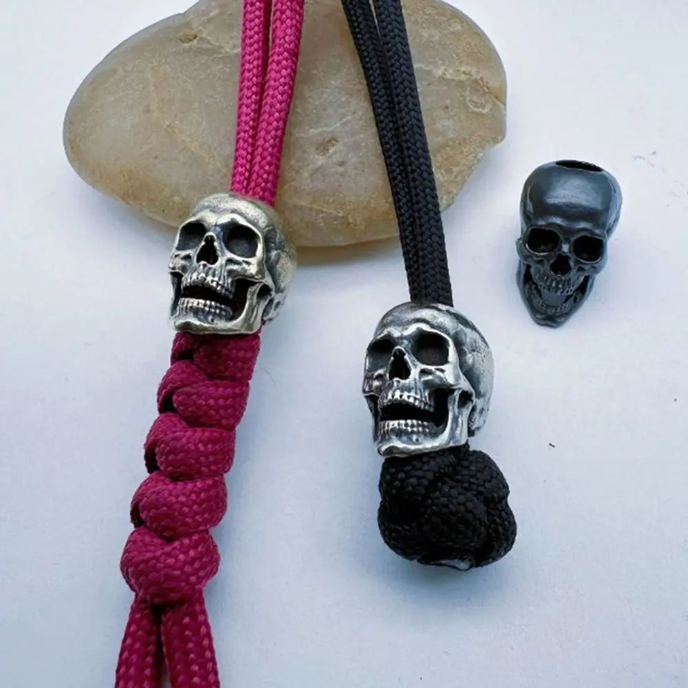 Handmade Sculpture Brass Bead Charms DIY Jewelry Accessories Skull Head Retro Pendant Bracelet Lanyard Pendant EDC Outdoor Tool view 4